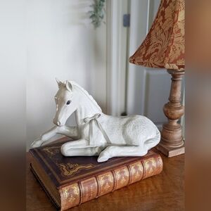 Vintage Lomonosov Russia White Foal lying down